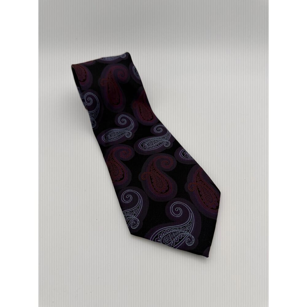 Ben Sherman Silk Tie Gray Check Crest Pattern Modern Skinny Designer Necktie